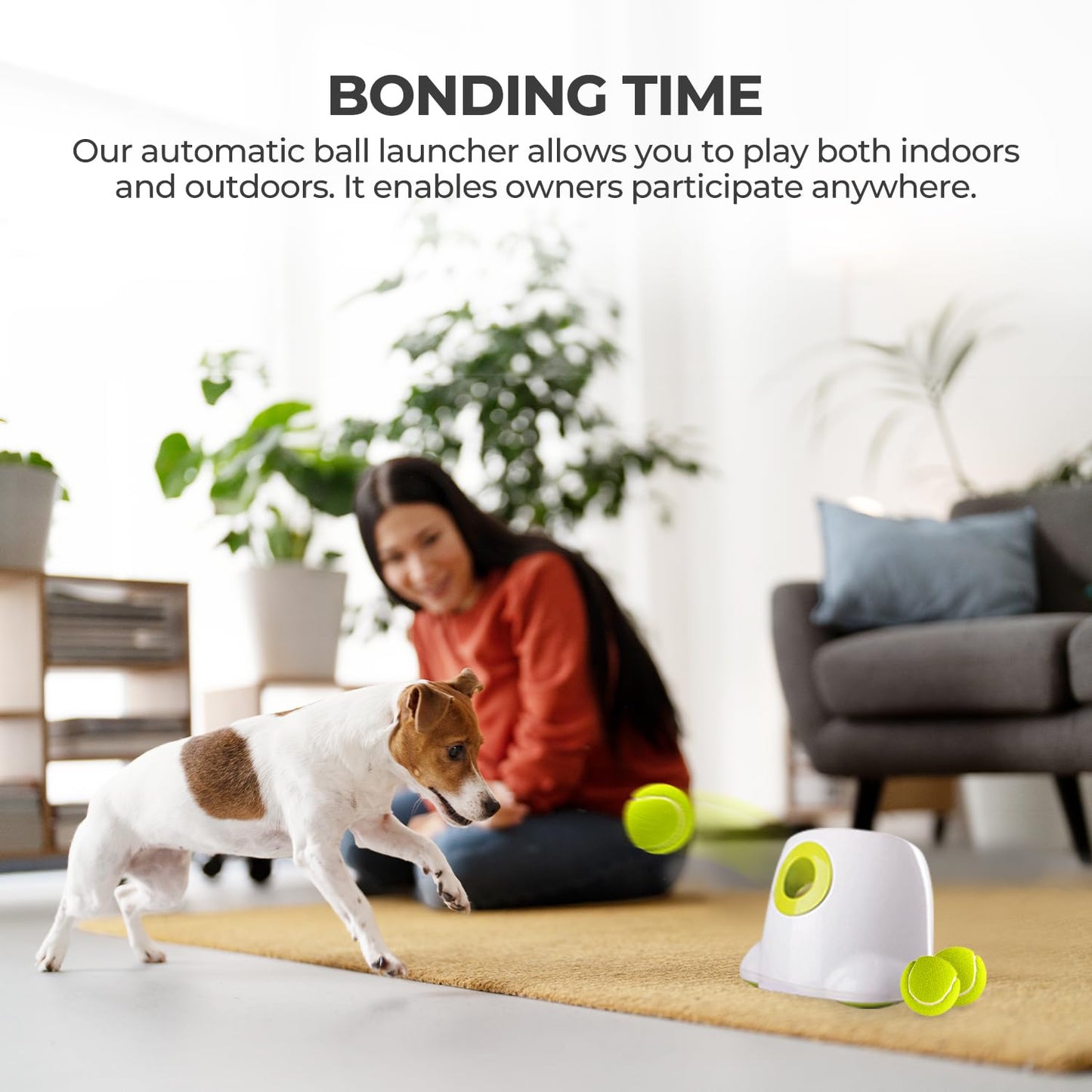 ALL FOR PAWS Automatic Dog Ball Launcher, Interactive Dog Tennis Ball Thrower, Interactive Puppy Pet Fetch Toy, Mini Dog Ball Throwing Machine for Small and Medium Dogs, Includes 3pcs 2" Tennis Balls
