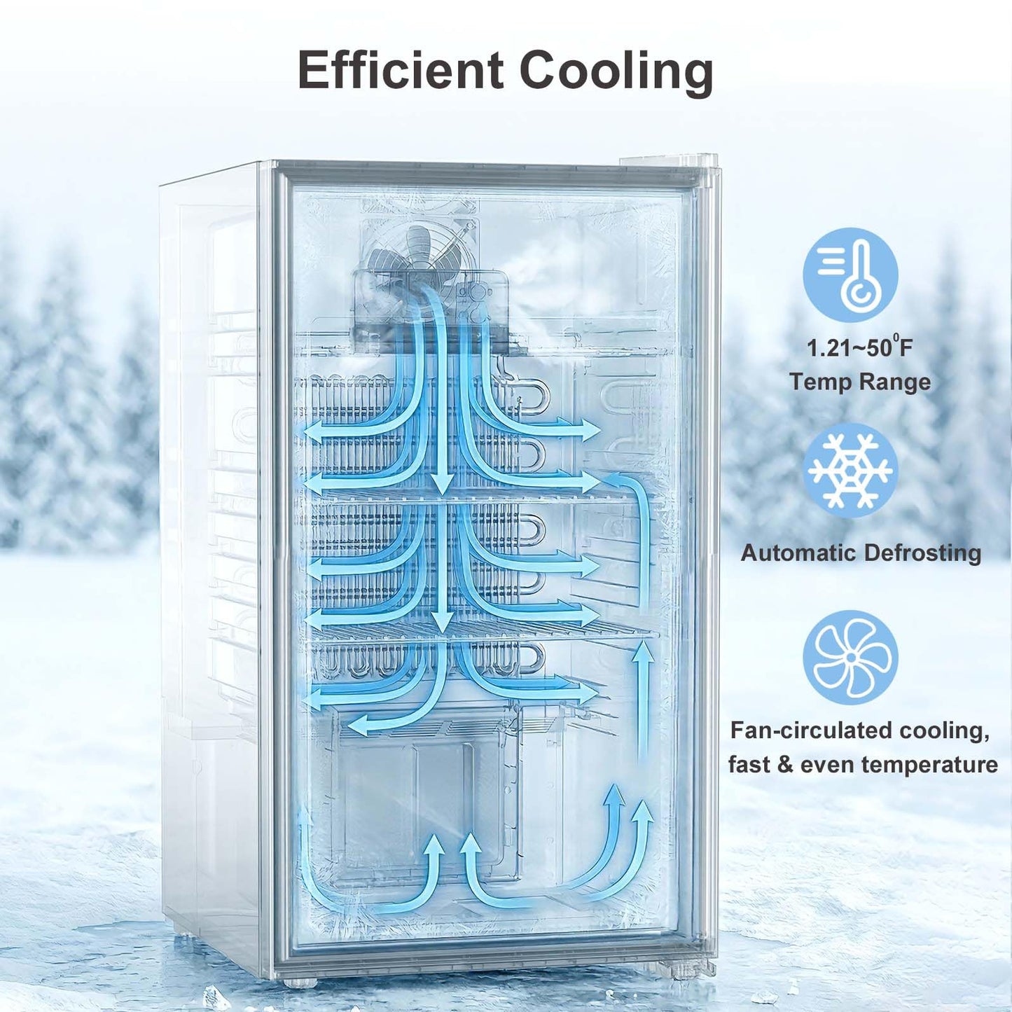 Antarctic Star Beverage Refrigerator Auto Defrost Mini Fridge, 130 Can with Glass Door &Adjustable Shelves, 21-50°F Temp Control,Beverage Cooler for Soda, Beer, Wine, Home Bar, Office, 3.2 Cu.Ft