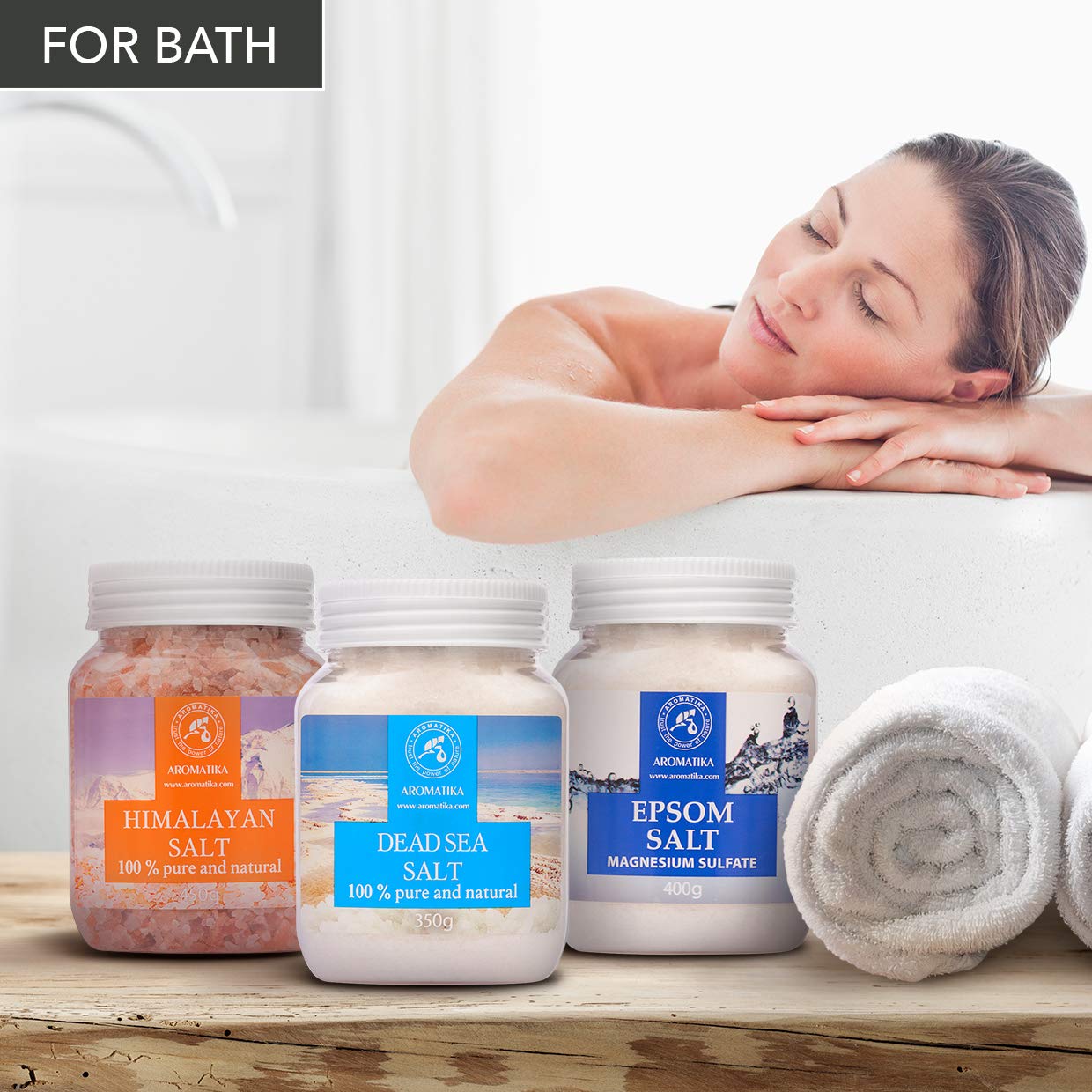 Bath Salts Set 42 Oz - Epsom Salt - Himalayan Pink Salt - Dead Sea Salt - 100% Pure & Natural - Best for Good Sleep - Beauty - Bathing - Body Care - Wellness - Relax - Aromatherapy - Spa