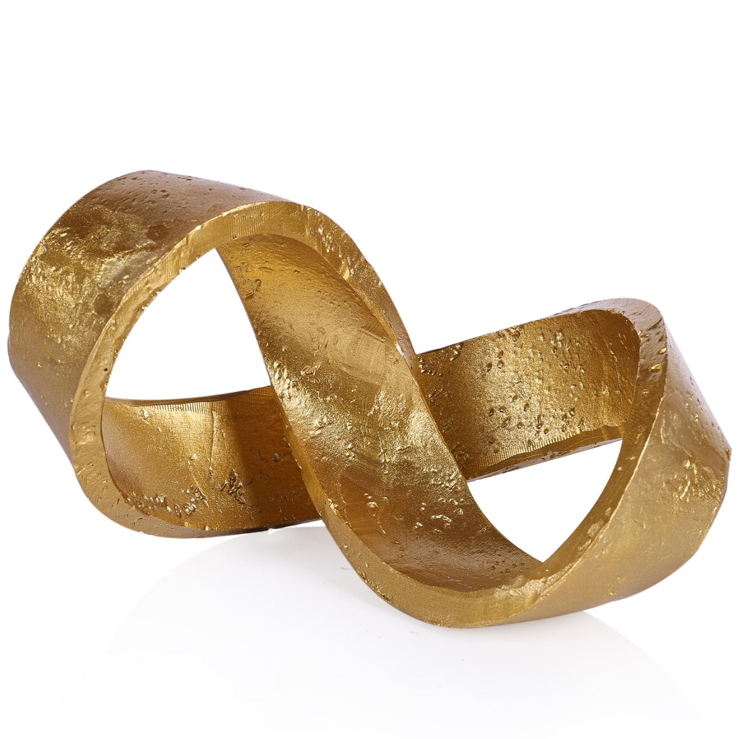 Modern Infinity Knot Sculpture - Gold Knot Home Decor, Multi-Angle Statue for Shelves, Coffee Table, Bookshelf, Living Room, Office, Resin Geometric Decorative Accent, Abstract Art Knick Knacks Gifts