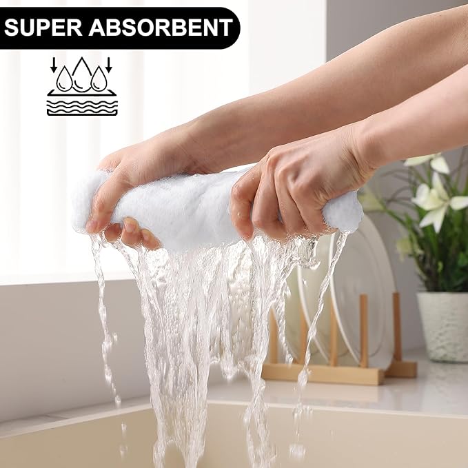 Homaxy Kitchen Towels and Dishcloths Set, 12 x 12 and 13 x 28 Inches, Super