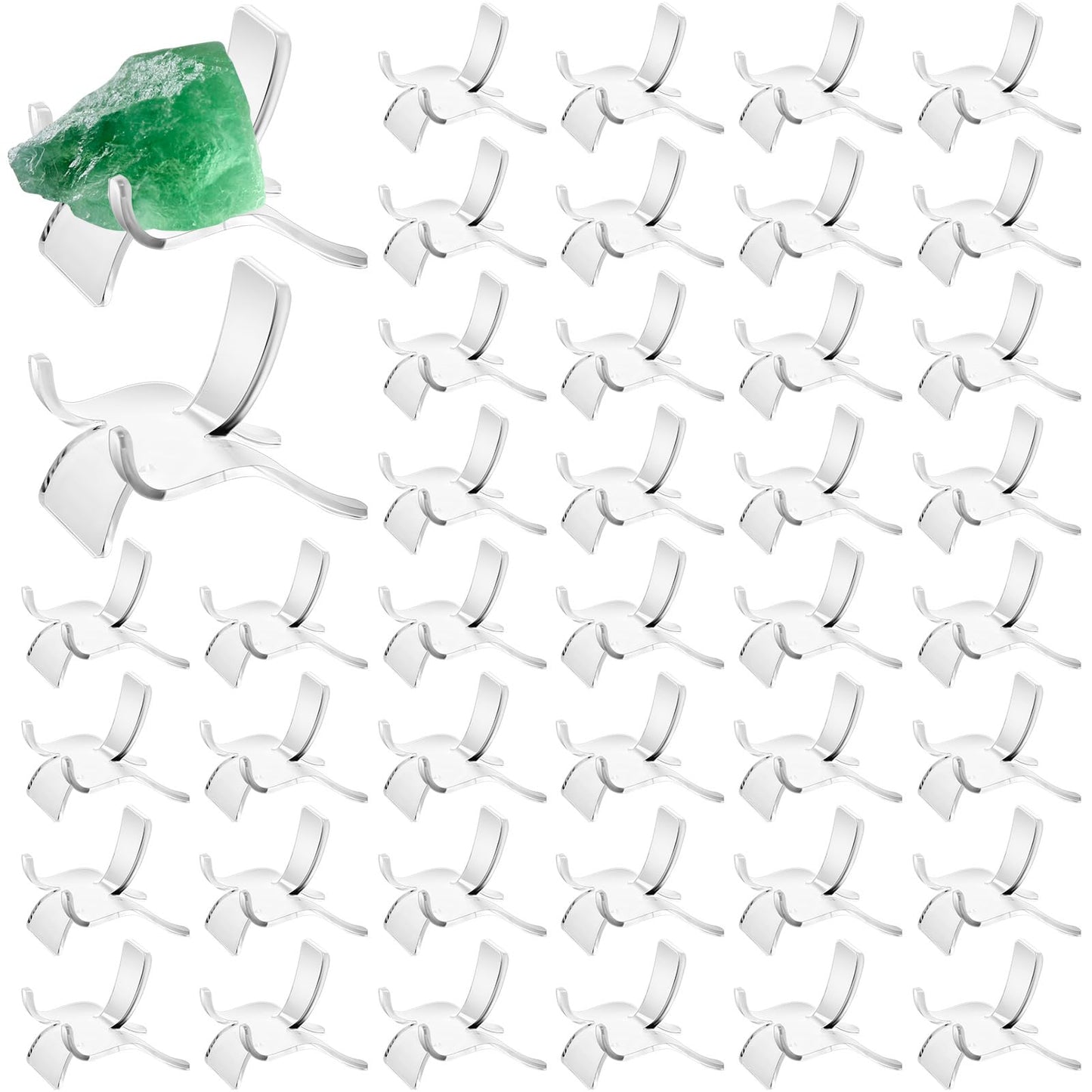Jetec 40 Pcs Acrylic Rock Display Stand Crystal Holder Easel Stands Rock Display Stands Clear Pedestal Holders Collectibles for Geodes Mineral Agate Coral (Large)