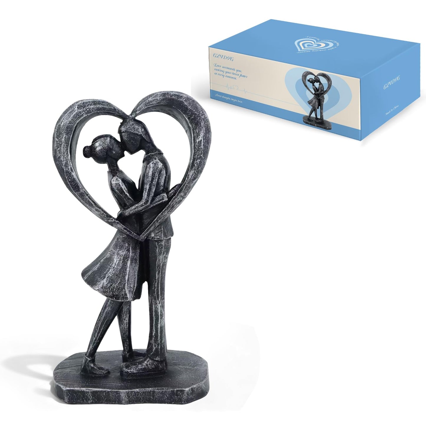 GZVDYG Room Decor Love Figurines, Black Home Décor Accents, Aesthetic Statue Knick Knacks for Bedroom, Living Room, Desk, Coffee Table, Bookshelf, Wedding Anniversary Engagement Gifts for Couples