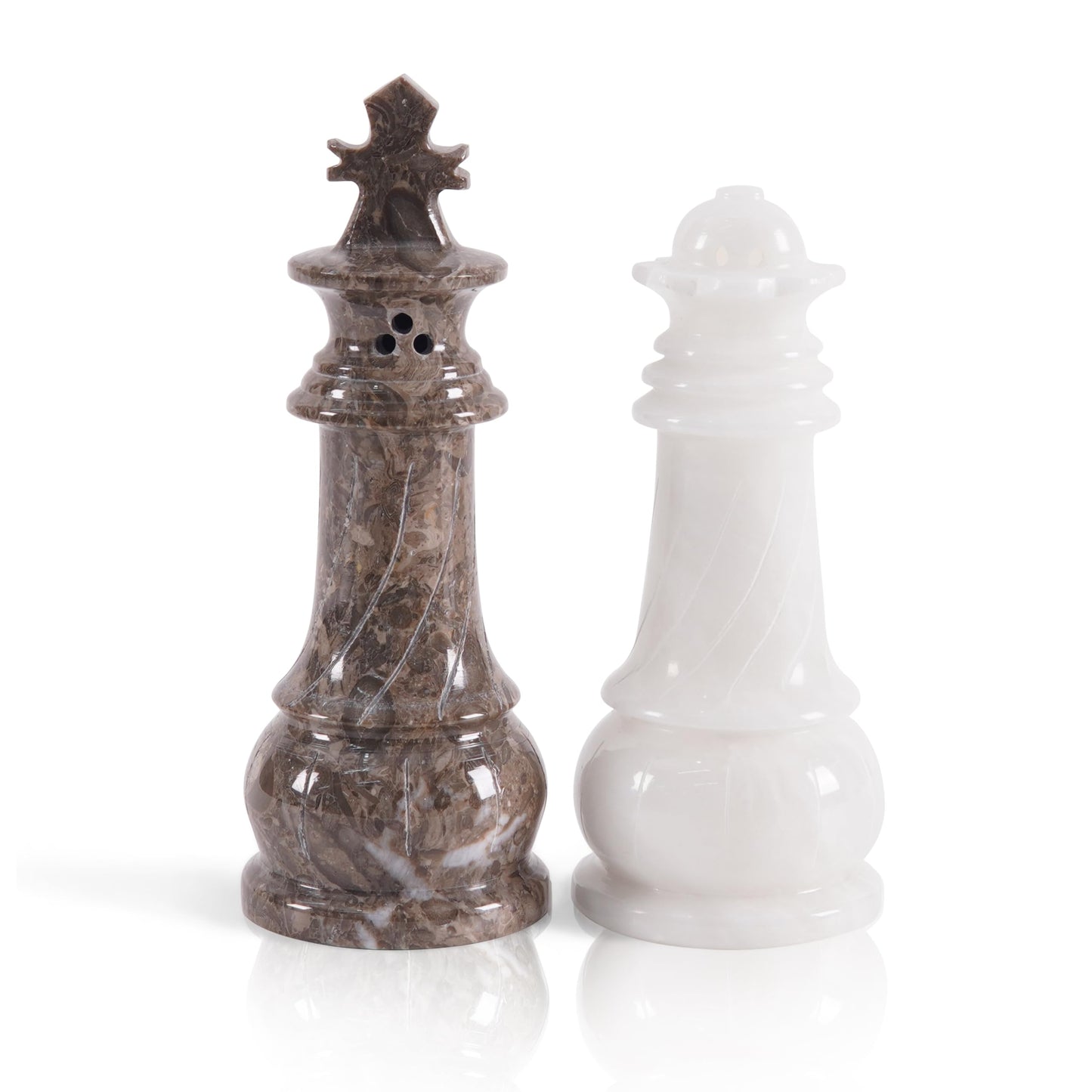 EarthenTones Marble Salt and Pepper Shaker Set, Handmade Oceanic & White Kosher Salt & Spice Shakers, Salt and Stone Kitchen Décor for Countertop Storage, Luxury Home and Gift Accessory