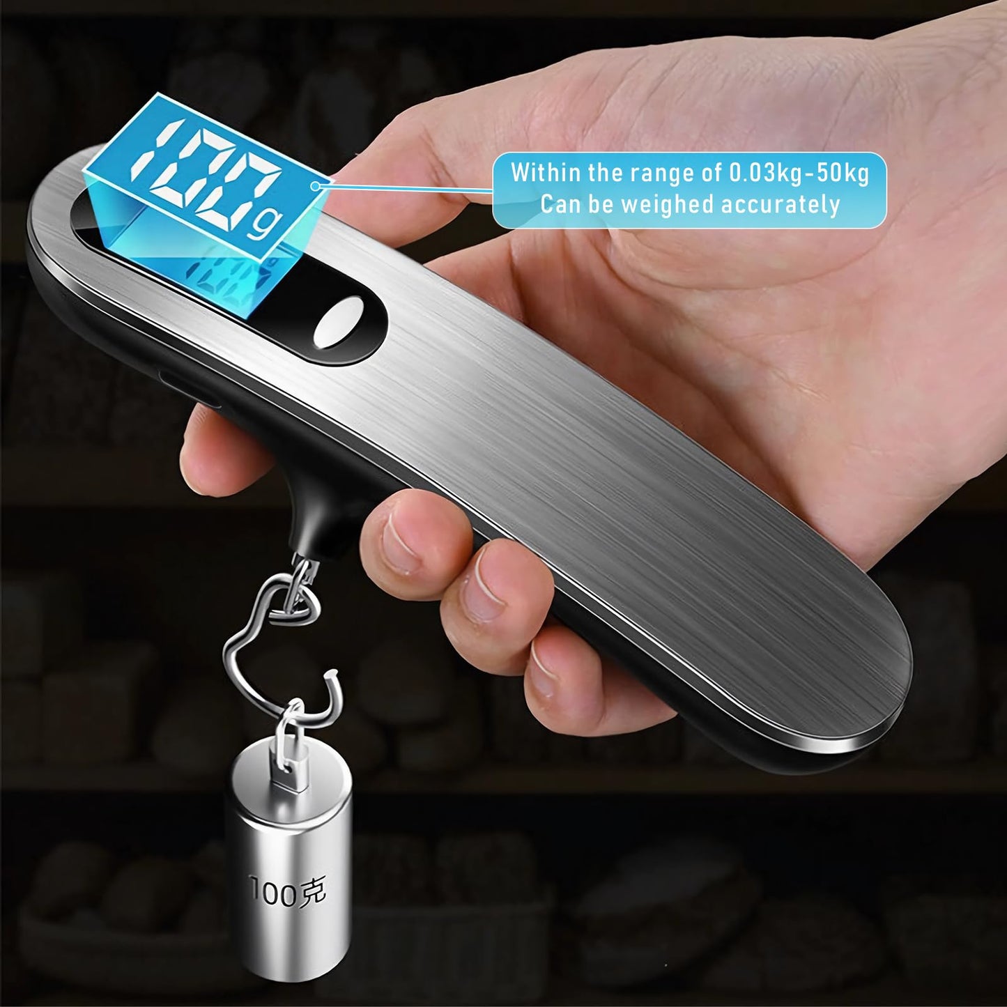Casbomy Luggage Scale, New 2.0 Portable Digital Suitcase Weight Scale with USB Charging, 110 Lb/50kg Luggage Scale with Hook, Travel Scale for Travel, Household and Outdoor