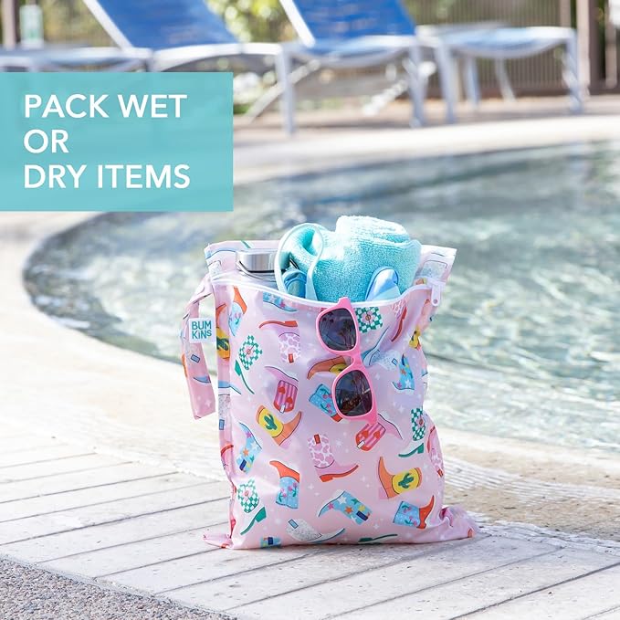 Bumkins Waterproof Wet Bag for Baby, Swim Suit, Cloth Diapers, Pump Parts