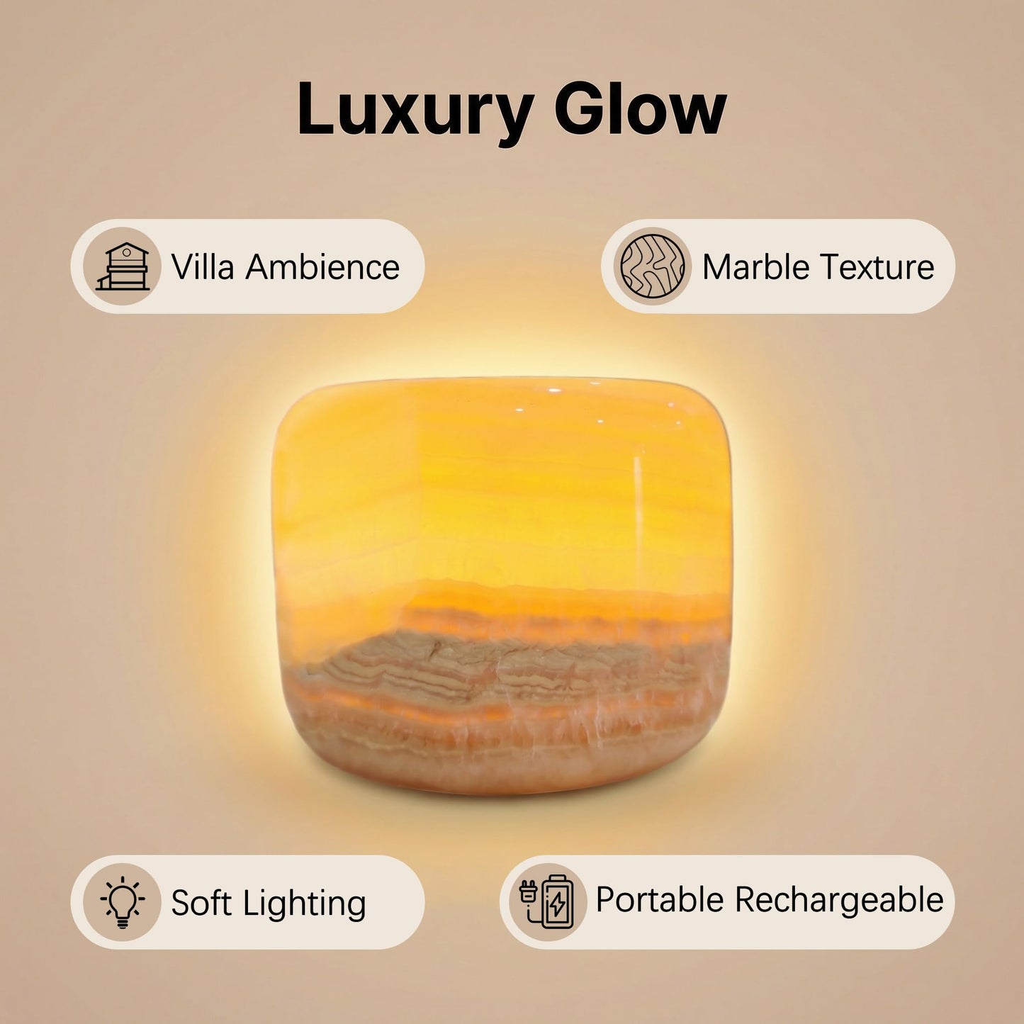 Marble Lamp Night Light Touch Bedside Table Lamp for Bedroom,Type-C Rechargeable Small Desk Bedside Small Lamps,Eye Caring Dimmable LED Ambient lamp (Amber Jade)