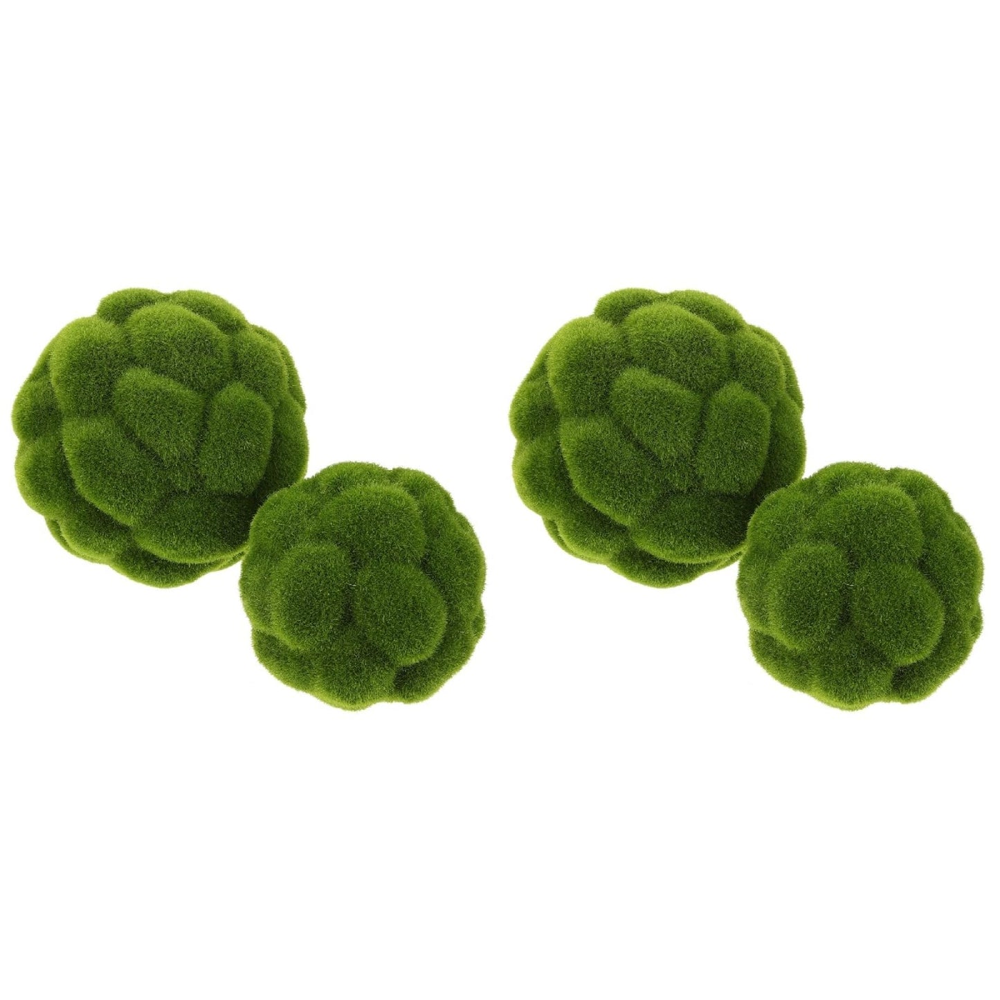 DOITOOL Green Moss Balls Decorative for Bowls - 4 Pcs Fake Moss Balls Faux Decorative Spheres for Bowl Fillers, Vase Filler, Wedding Decor, Table Arrangement, DIY Crafts (3.9" + 4.7")