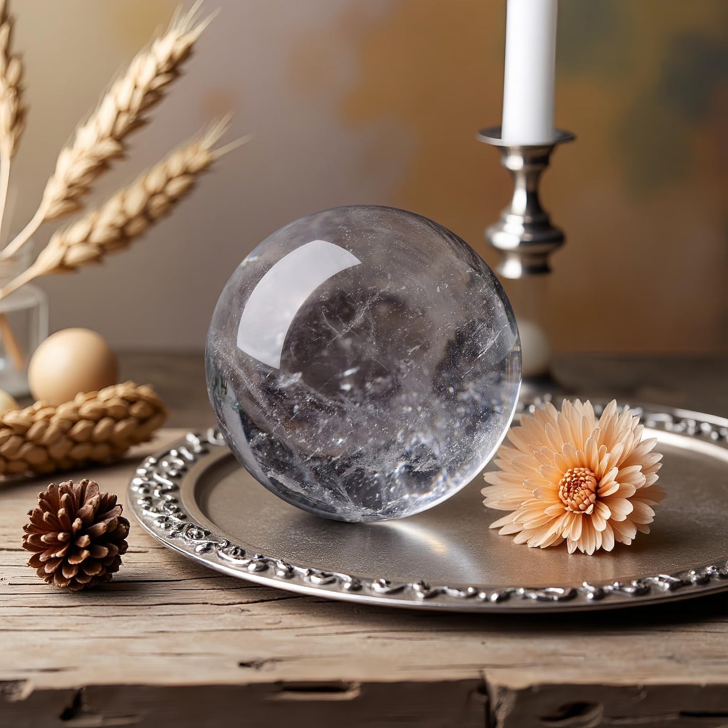 DUKIZA Natural Crystal Ball Clear Quartz Crystal Balls Decor for Home Office Quartz Crystals Sphere with Stand
