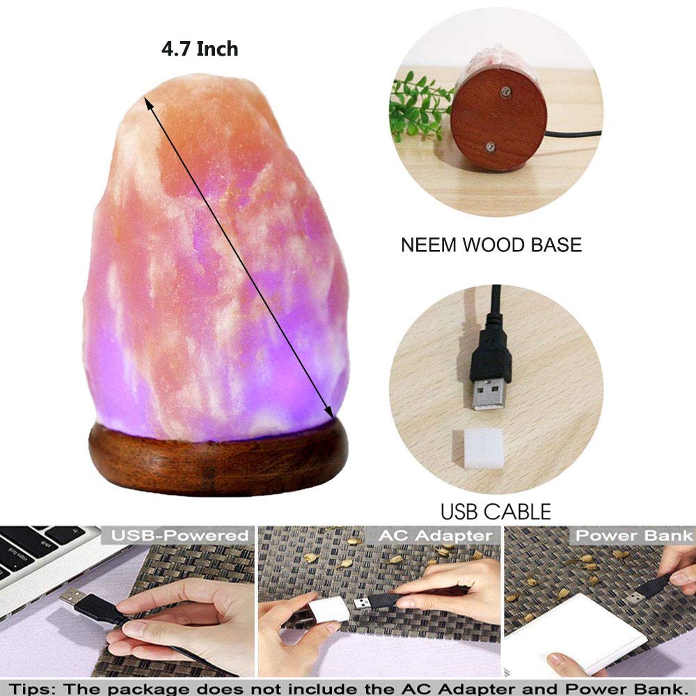MINGRI Himalayan Salt Lamp Night Light Rock 16 Colors Changing Updated,USB Remote Control Natural Rock Lamp Dimmable Crystal Pink Salt Table Lamps for Office,Home Deco,Yoga,Holiday Gift
