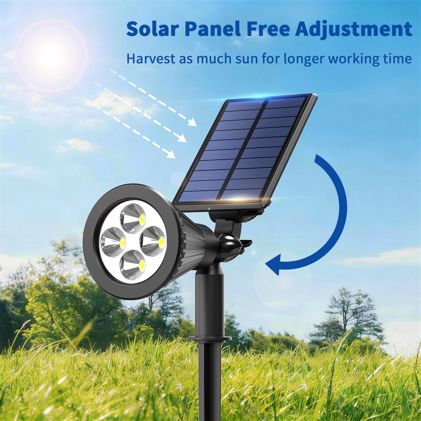 JEJOT 1 Pack Solar Lights Outdoor Waterproof,Warm White Light,2 Lighting Modes,Solar Powered Spotlights for Yard Garden Solar Spot Lights for Flag Landscape Auto On/Off