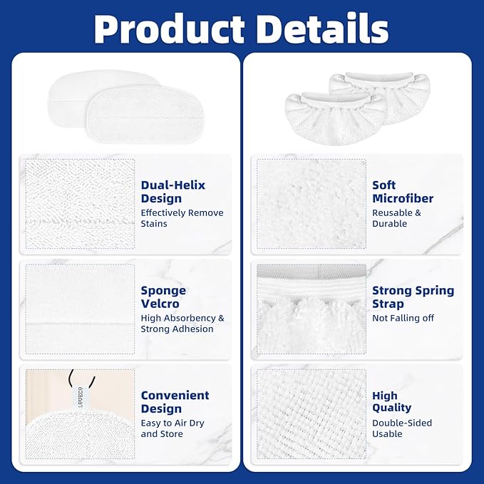 LOVECO 4 Pack Steam Mop Pads + 4 Microfiber Small Cloths Compatible