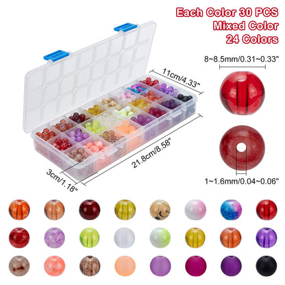 PH PandaHall 720pcs 8mm Glass Beads 24 Style Orange Crystal Bracelet Beads Loose Bead Spacers for Friendship Bracelet Earring Jewelry Making Fall Christmas Tree Ornament Halloween Decoration