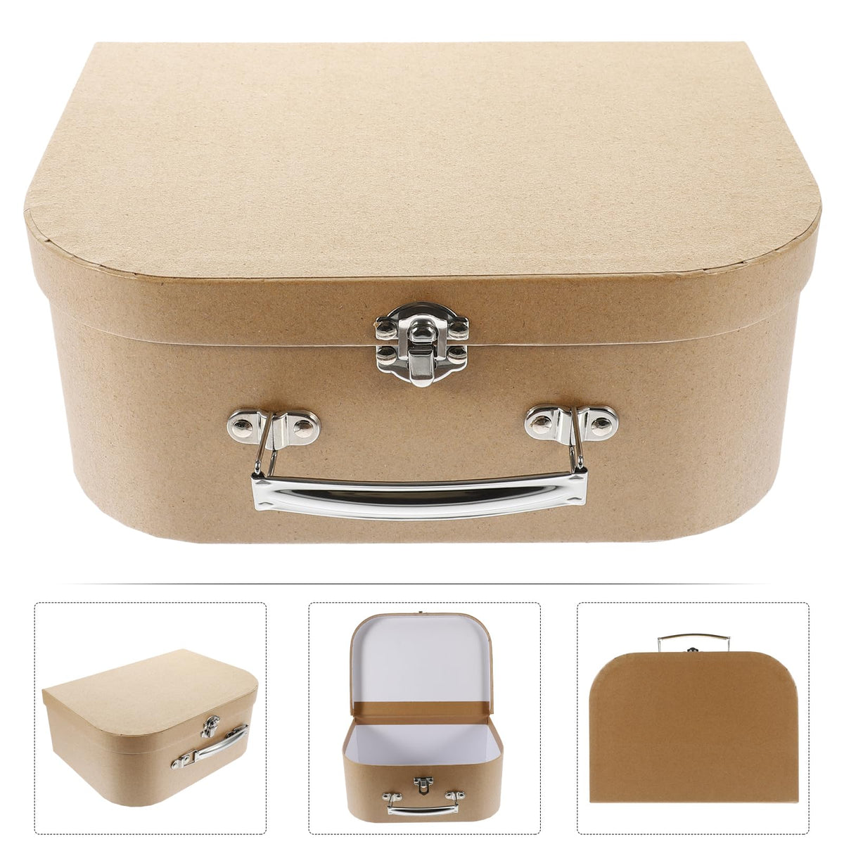 VILLCASE Cardboard Suitcase Box with Handle - Decorative Thickened Paperboard Storage Box for Crafting Organizing and Gifting Jewelry, Stationery, Wedding Party Favors 10x7.5x3.9 inch