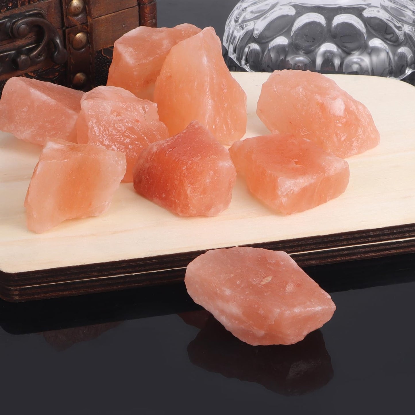 1 Lb Raw Himalayan Salt Stone Crystals, Healing Crystals Natural Rough Orange Salt Stones for Tumbling, Cabbing, Fountain Rocks, Decoration, Polishing, Wire Wrapping, Wicca & Reiki