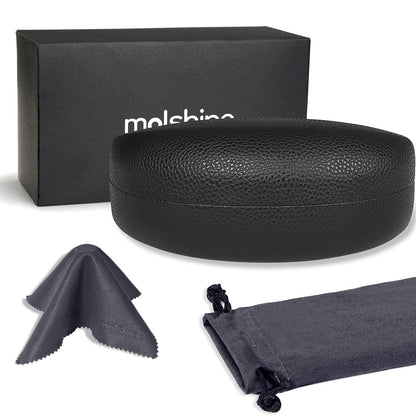 molshine Hard Shell Sunglasses Case,Classic Large Glasses Case for Sunglass,Eyeglasses with Cleaning Cloth,Pocket (Black)