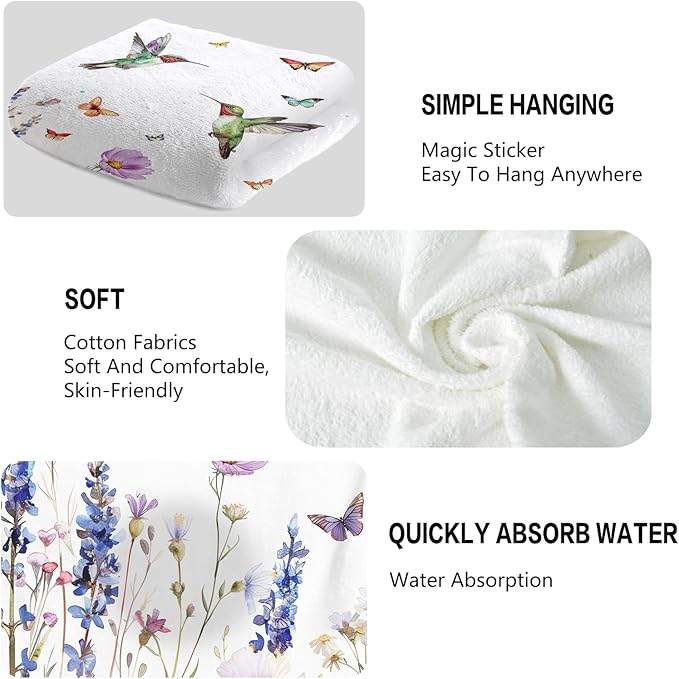 Watercolor Wildflower Floral Hand Towels