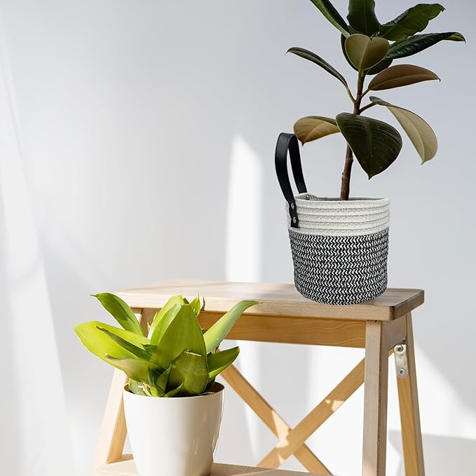 Cotton Rope Hanging Baskets for Organizing 2 Pcs Round Small Wall Basket