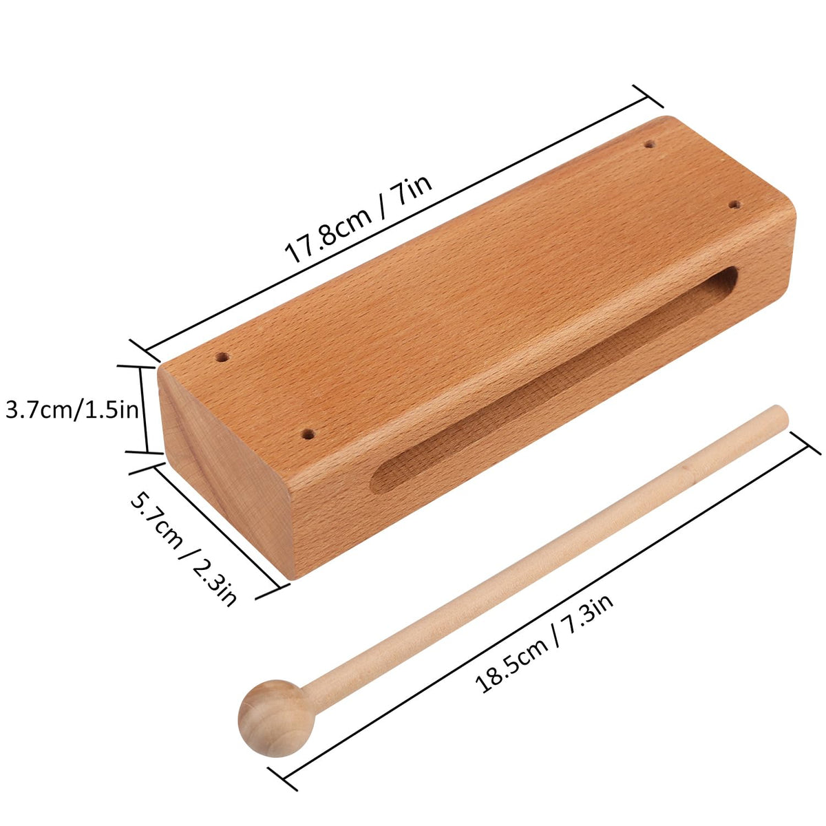 GNIEMCKIN Solid Wood Rhythm Block, Set of 3, Solid Wood Rhythm Block Musical Percussion Instrument Perfect for Rhythm Classes with 3 Pack of Mallet Solid Hardwood