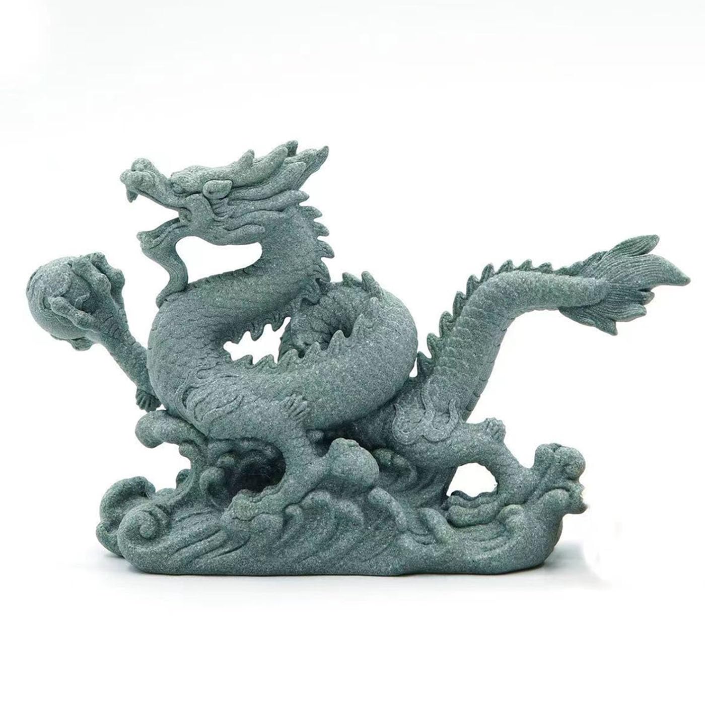 livelyfish Sandstone Chinese Dragon Statues, Aquarium Fish Tank Decorations Asian Garden Home Office Tabletop Small Accessories Decor for Wealth Success Lucky,A