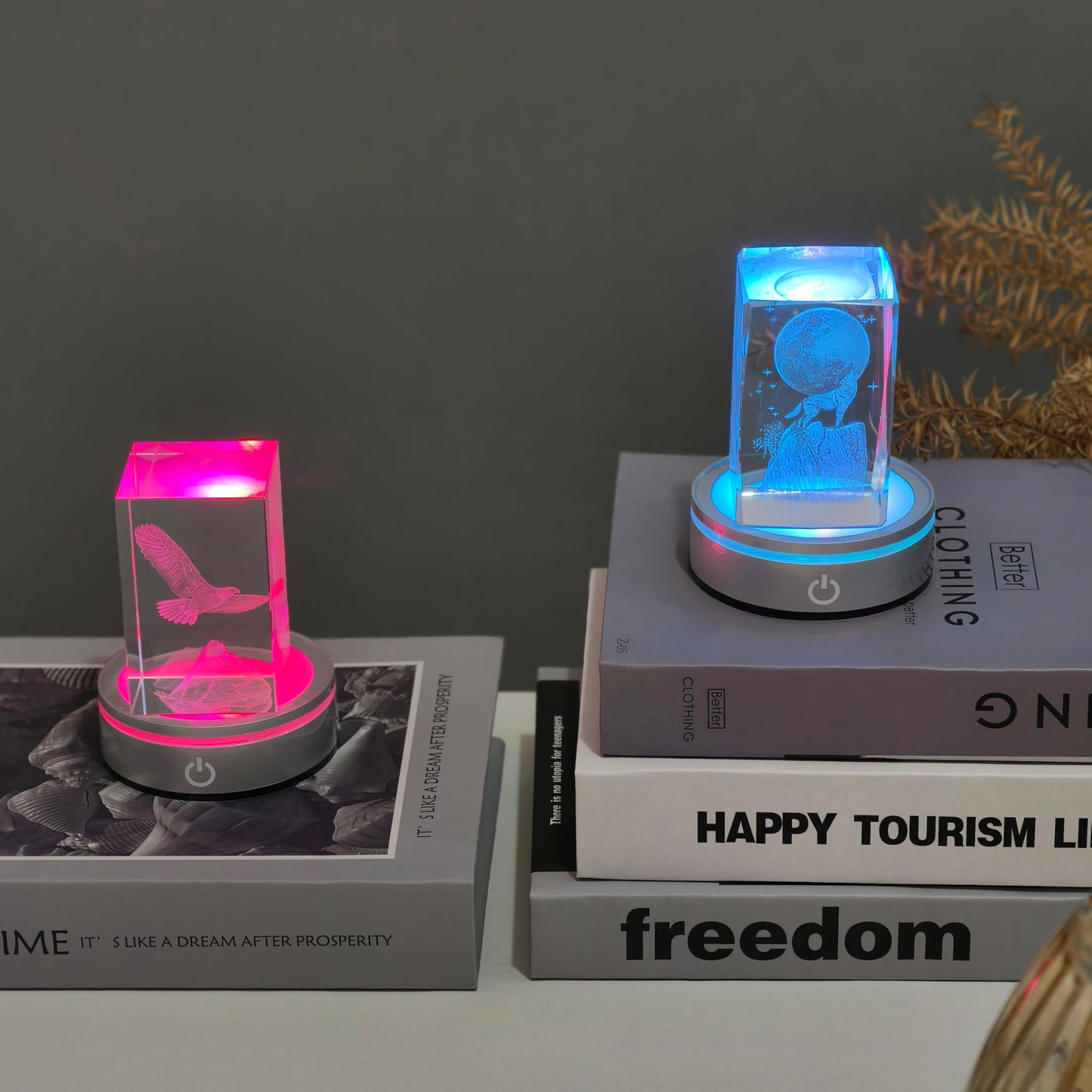 LED Light Base Lighted Display Stand for Crystal, 4 Pack Round Touch Control Light Stand, 7 Color Changing Display Base with USB Power, Illuminated Pedestal for Glass Crystal Spherical Artwork