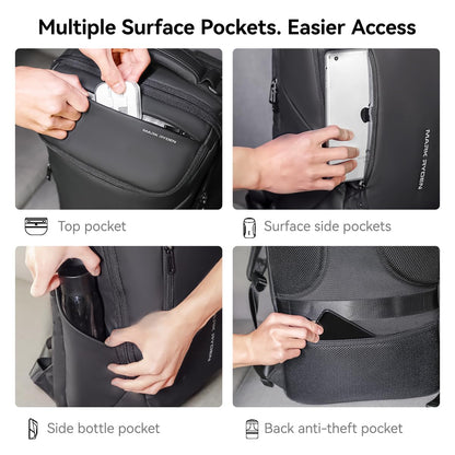 MARK RYDEN mens backpack Large Capacity waterproof laptop backpack business men with USB Charging Port for Official Travel Hiking Pack Fits Under 17.3 Inch Laptop