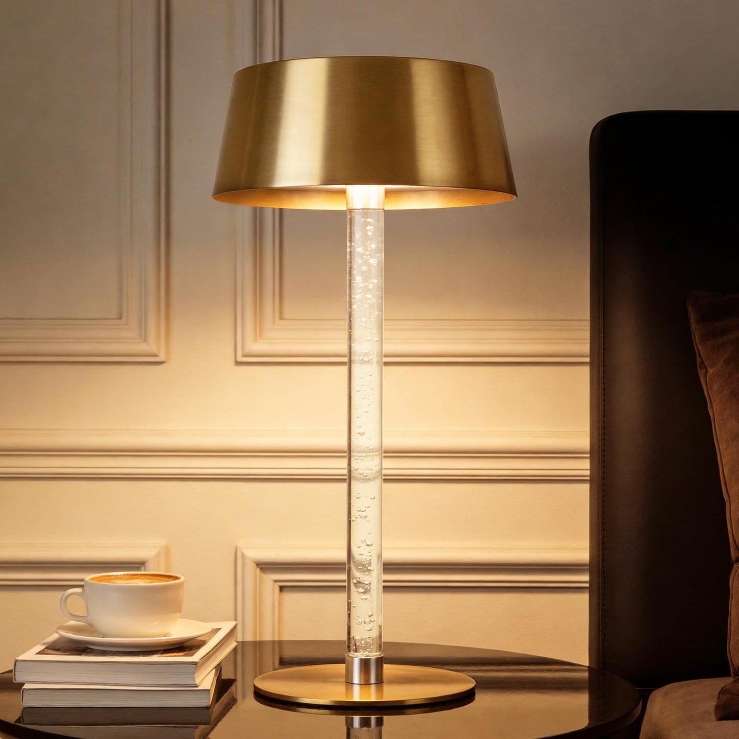SisiHokai Waterproof Shower Rechargeable Lamp Cordless, LED Touch Battery Operated Table Lamp, Dimmable, Modern Home Decor, Outdoor, Patio, Bathroom, Bedroom, Bedside, Kitchen, Gold