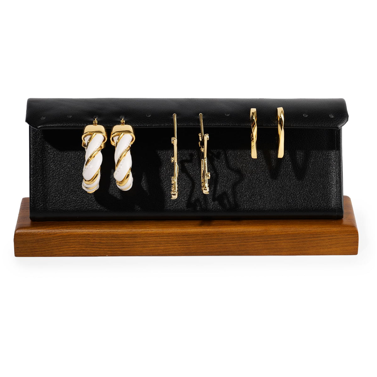 Woodten Solid Wood Jewelry Earrings Display Stand Small Jewelry Display for Long Earrings(Black)
