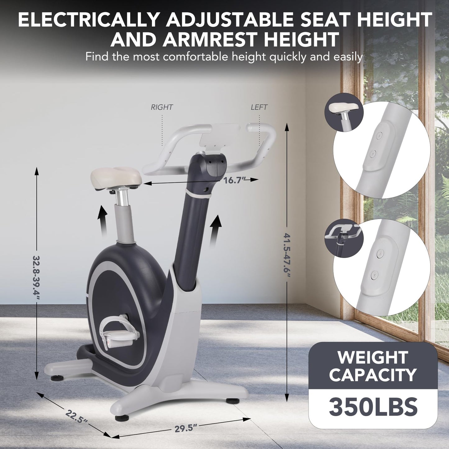 MERXENG Magnetic Exercise Bike for Home, Electric Lifting Smart Fitness Bike with 350 Lbs Capacity, APP Connectivity & Ultra-Quiet Drive, Indoor Cycling Bike for Cardio Workout, Black