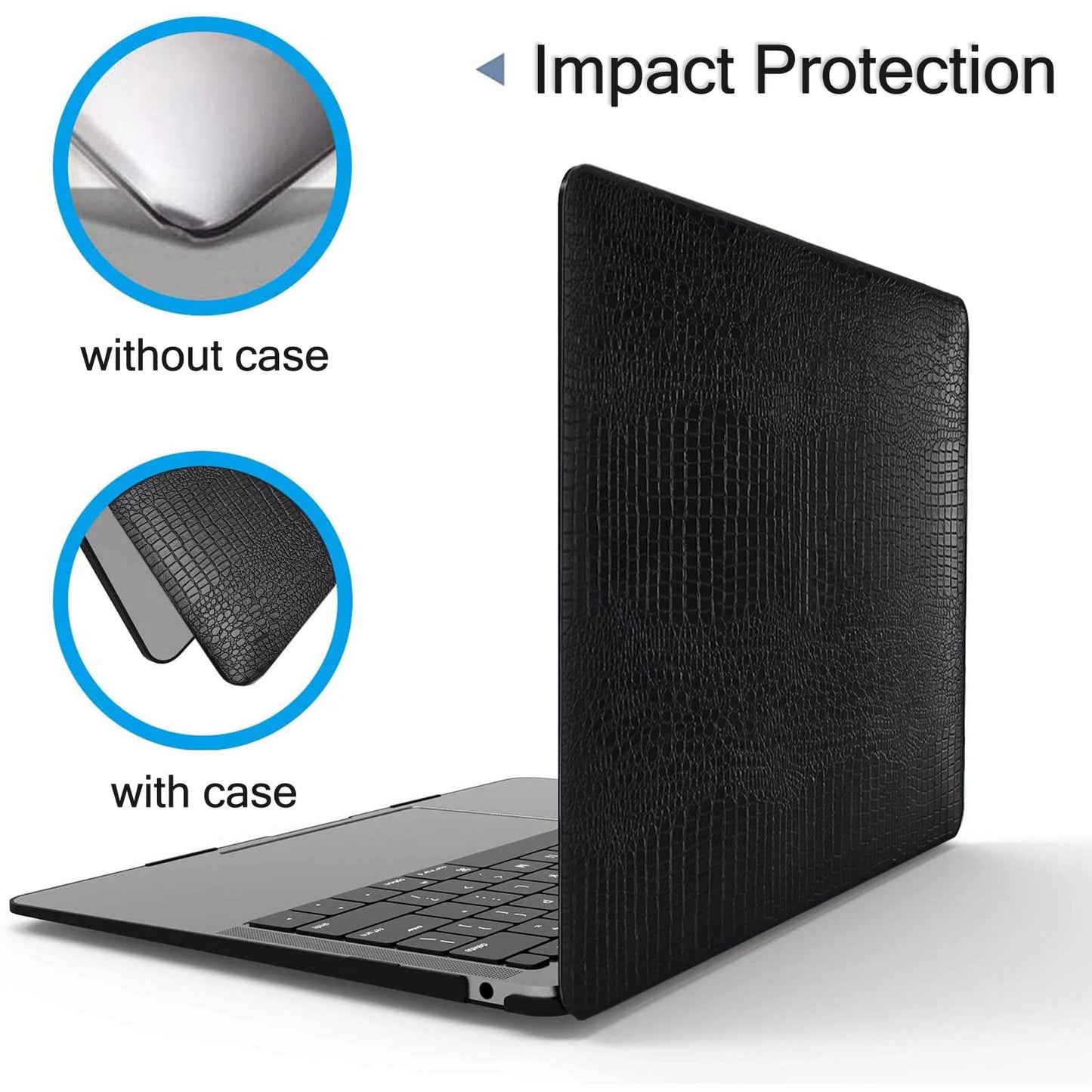 MOKASE Compatible with MacBook Air 13 inch Case 2021 2020 M1 A2337 A2179 A1932 with Touch ID, Hard Shell Leather Case & Keyboard Cover for New Air 13 inch with Touch ID 2018-2021, Black Leather