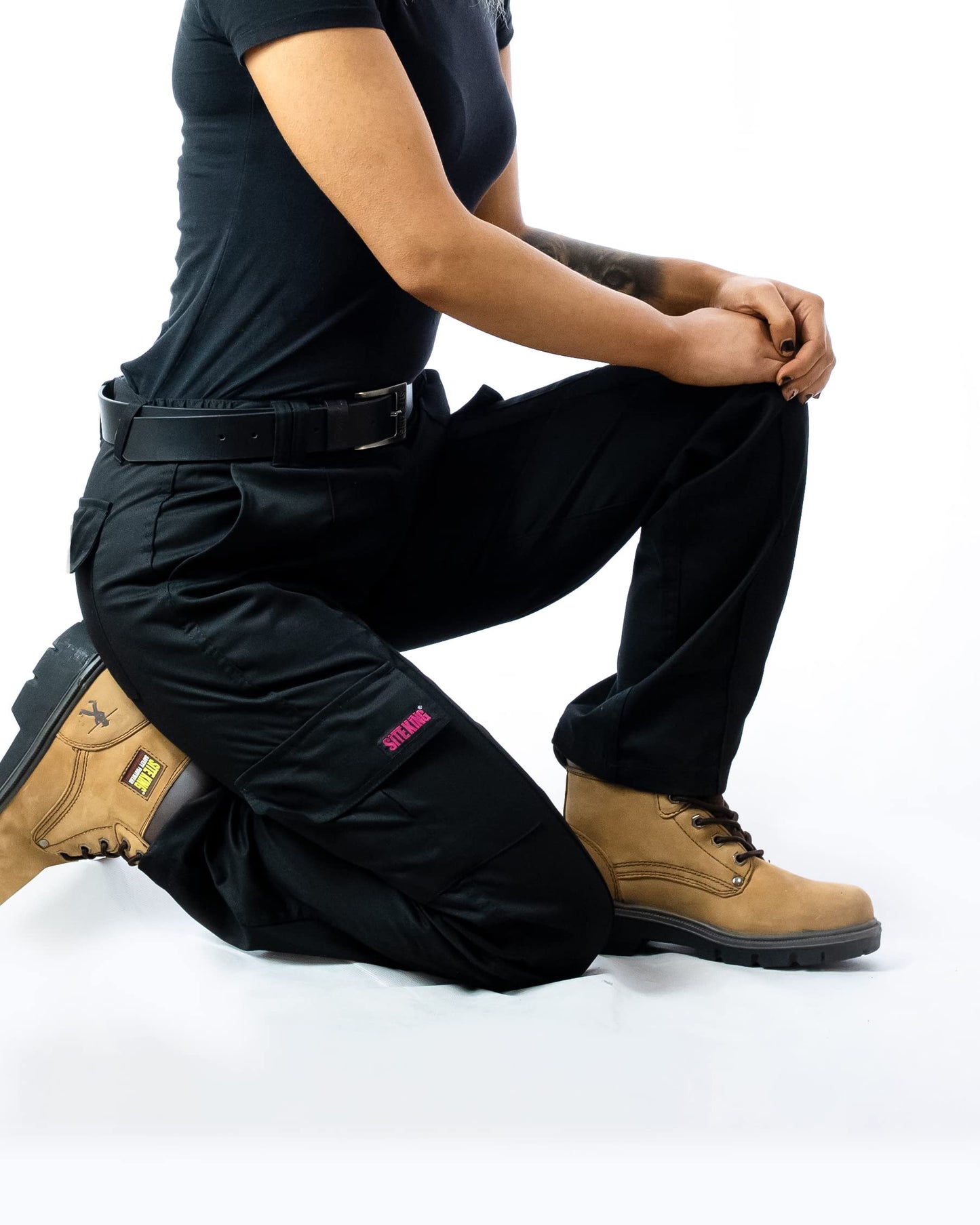 SITE KING Ladies Cargo Combat Work Trousers Sizes 10 to 20 (10, Black)