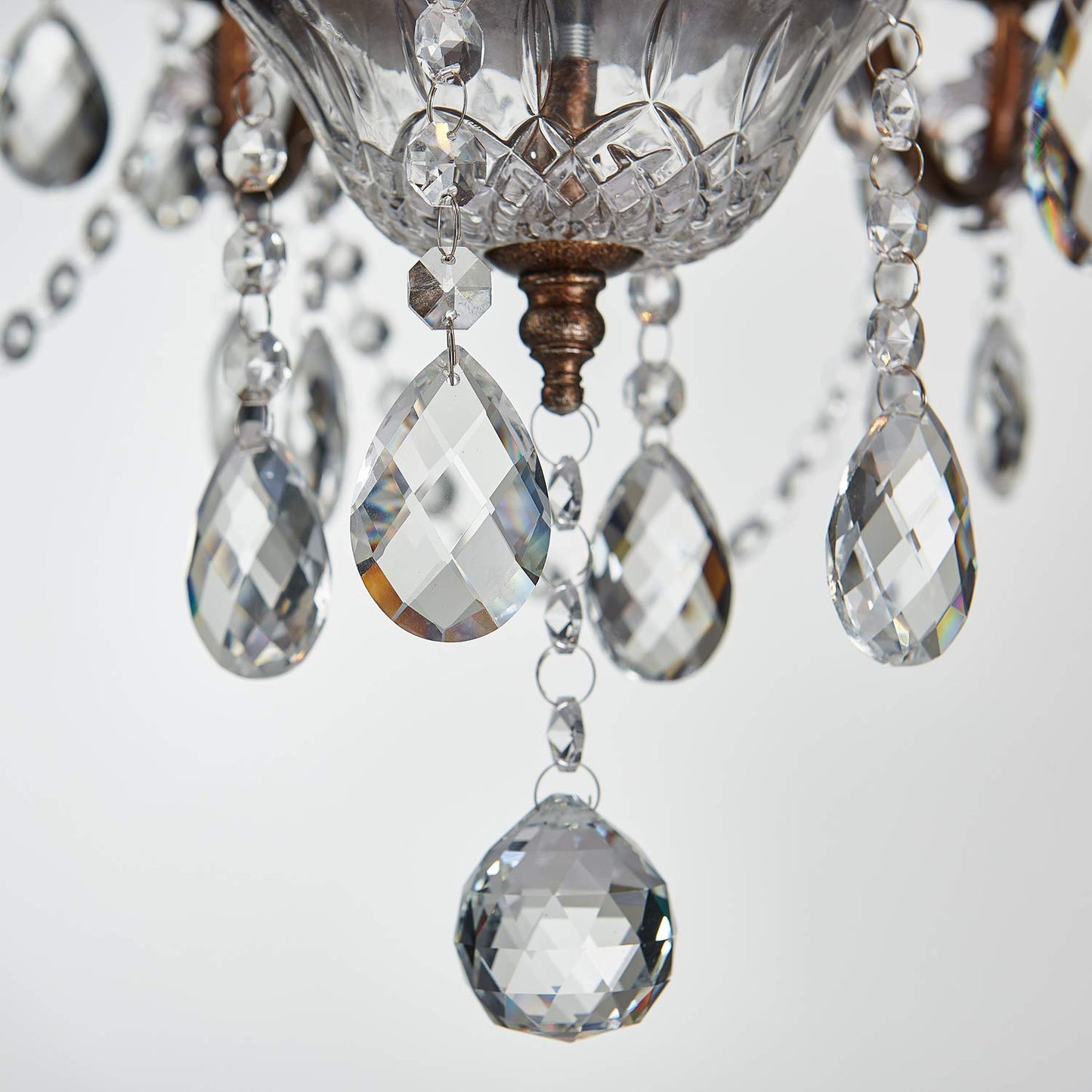 Saint Mossi 6-Light Crystal Chandelier - Farmhouse Rustic Pendant Light Fixture for Bedroom, Dining Room, Living Room - H23 x W24, Chain Adjustable