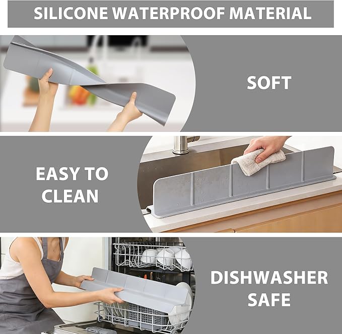 23Inch Sink Splash Guard – Extended Length & Tall Silicone Kitchen Sink Splash