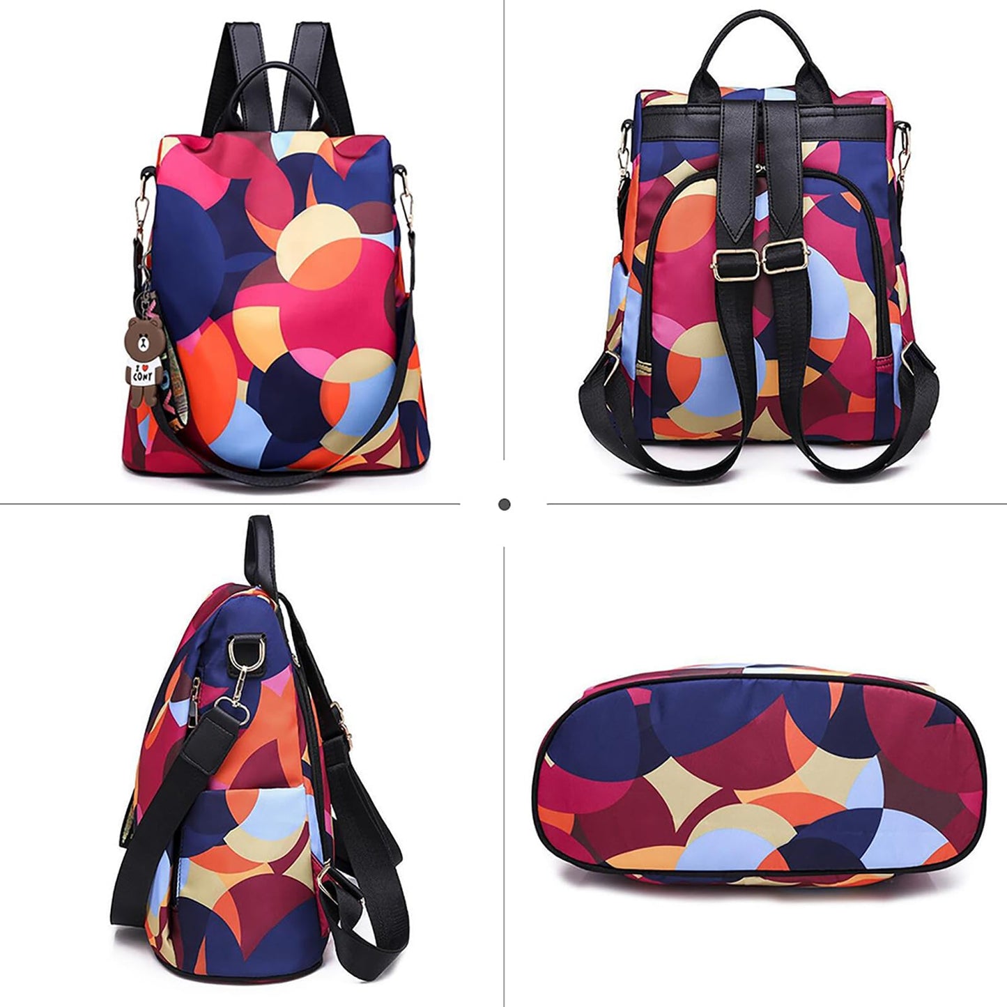 Ray-Velocity Anti Theft Women Backpack Waterproof Fashion Backpack Shoulder Bag for Lady Girl Dailyuse Travel Work School(Colorful)