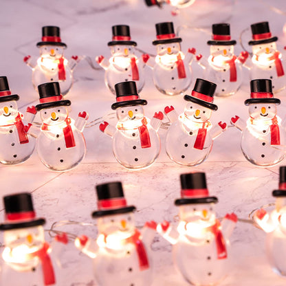 Silverstro Snowman Christmas String Lights for Bedroom 10 Ft 30 LED USB & Battery Powered Fairy Lights with Remote - Kid's Room Kitchen Party Xmas Holiday Decor