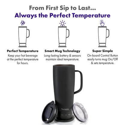Nextmug Ultra - Temperature-Controlled, Self-Heating Travel Mug (Black - 24 oz.)