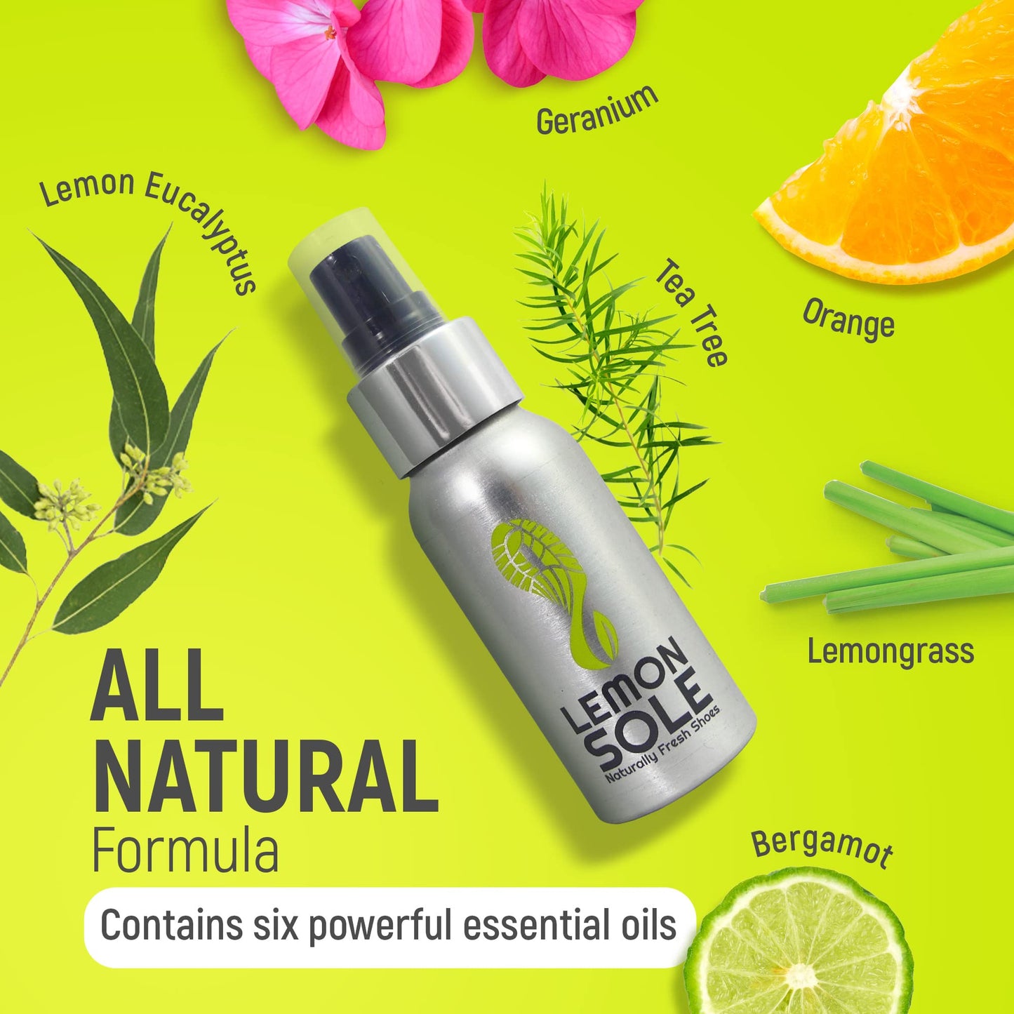 Lemon Sole Twin Pack - The POWERFUL & NATURAL shoe freshener & deodoriser spray with 6 essential oils. Great for Sport. Extremely Effective!