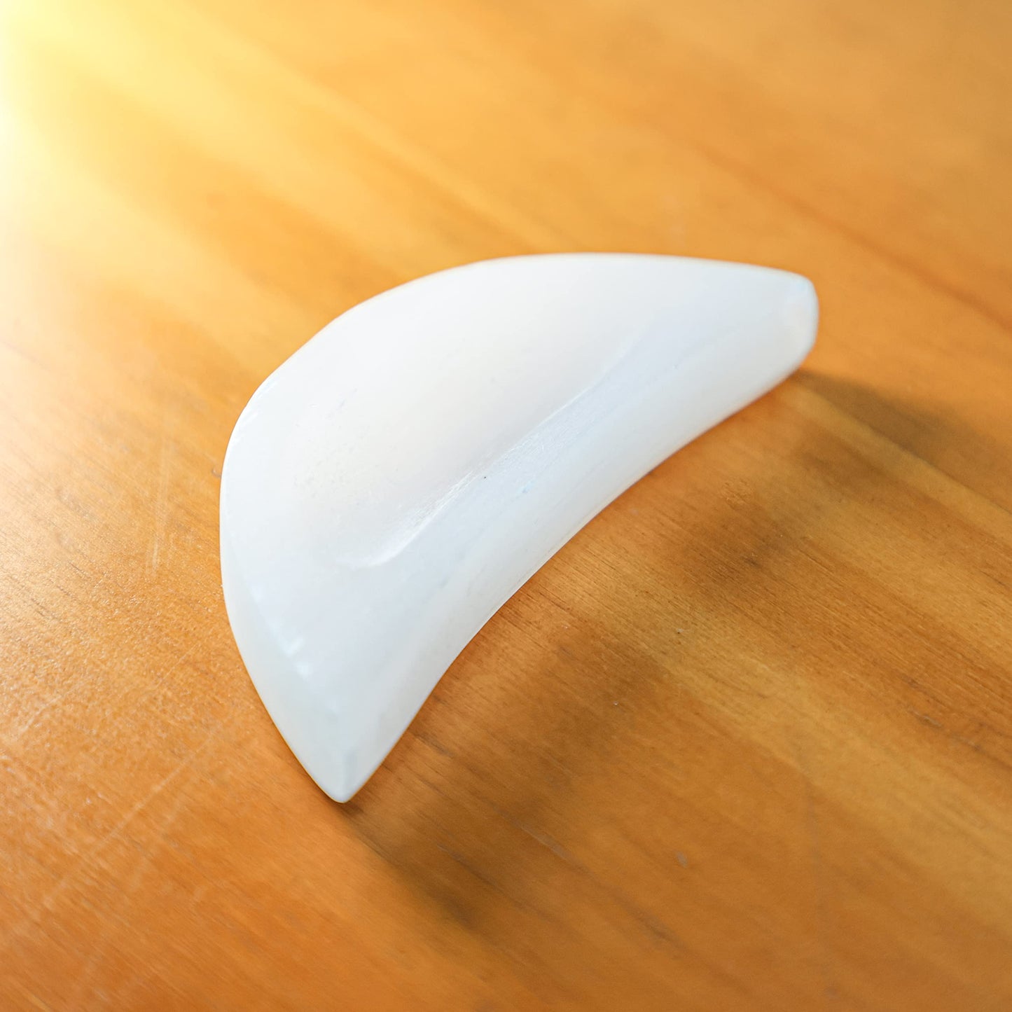 Halukakah Selenite Bowl from Moroccan - Portable Moon-Shaped Mini Plate 2.6" for Charging and Cleansing Crystals & Healing Stones on the Go