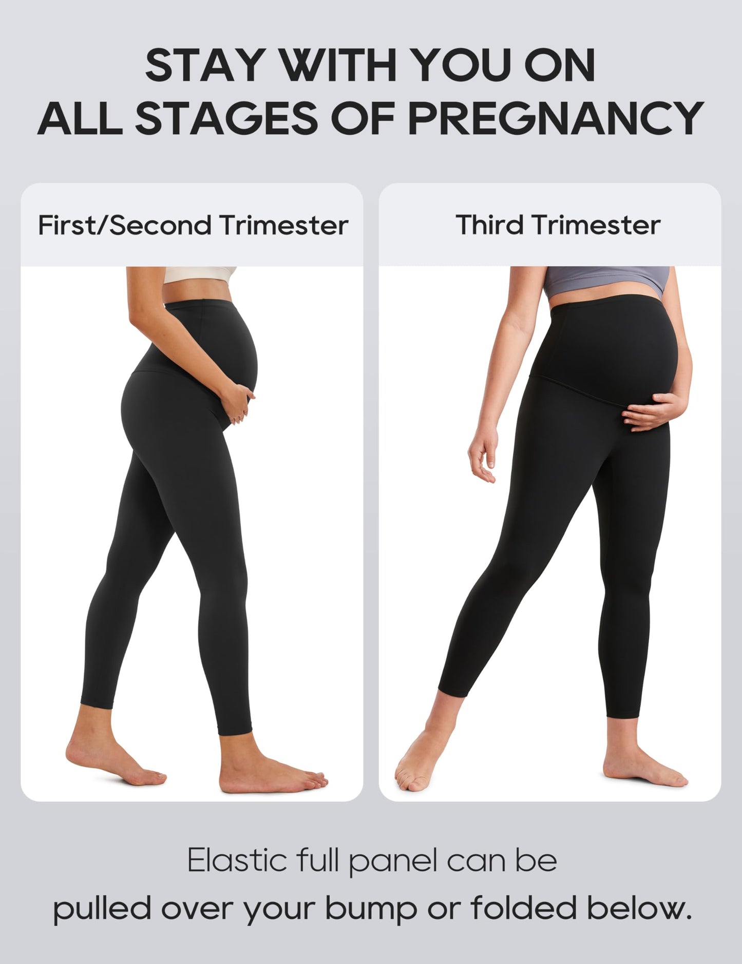 CRZ YOGA Women's Butterluxe 25" Maternity Leggings - Over Bump Workout Leggings Pregnancy Soft Belly Support Yoga Pants Black 10