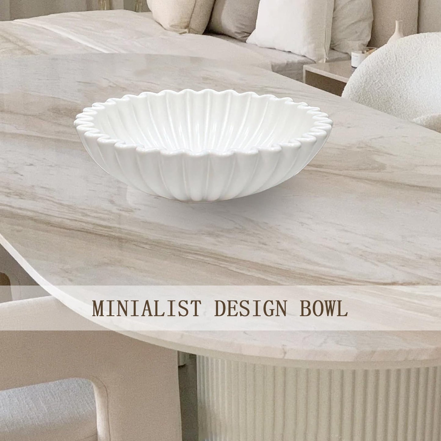 Ardicema Large Ceramic Decorative Bowl -White Decorative Bowls for Home Decor-Perfect for Entry Way Table, Fruit Bowl, Key Bowl