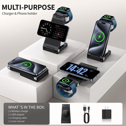 2026 Traveling Wireless Mag-Safe Fast Charging Station,Magnetic 3 in 1 Charger with Light for iPhone 17 16 15 14 13 12 Pro Max Plus,Apple Watch Series & Air pods 4 3 2 Pro-Gifts for Wife & Husband