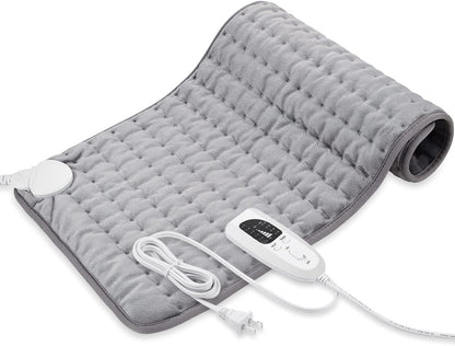 Heating Pad,Electric Heating Pads for Back,Neck,Abdomen,Moist Heating Pad for Shoulder,Knee,Arms,Legs,Dry/Moist Heat & Auto Shut Off,Birthday Gifts for Men and Women(Light Gray, 24''×12'')