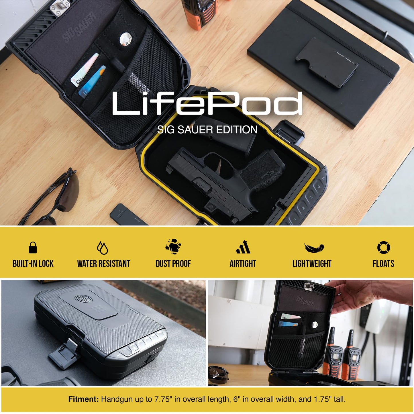 VAULTEK SIG SAUER Edition LifePod Secure Waterproof Travel Case Rugged Electronic Lock Box Travel Organizer Portable Handgun Case with Backlit Keypad (Biometric)