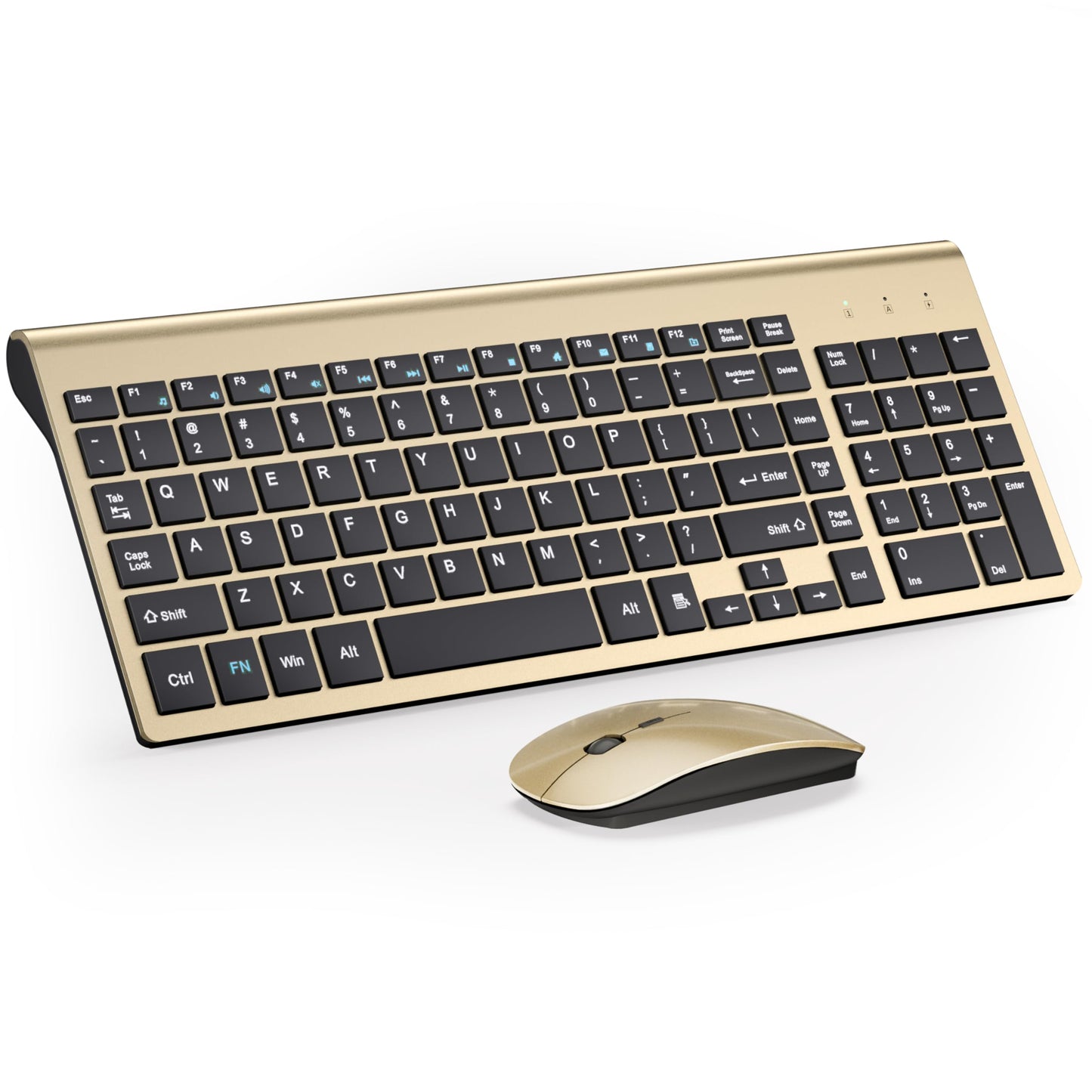 Wireless Keyboard and Mouse Ultra Slim Combo, TopMate 2.4G Silent Compact USB 2400DPI Mouse and Scissor Switch Keyboard Set with Cover, Batteries Included, for PC/Laptop/Windows/Mac - Gray Black
