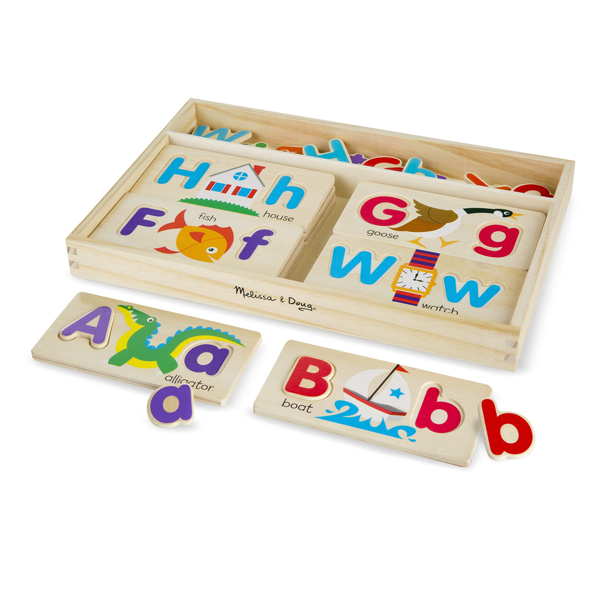 Melissa & Doug ABC Picture Boards - Educational Toy with 13 Double-Sided Wooden Boards and 52 Letters