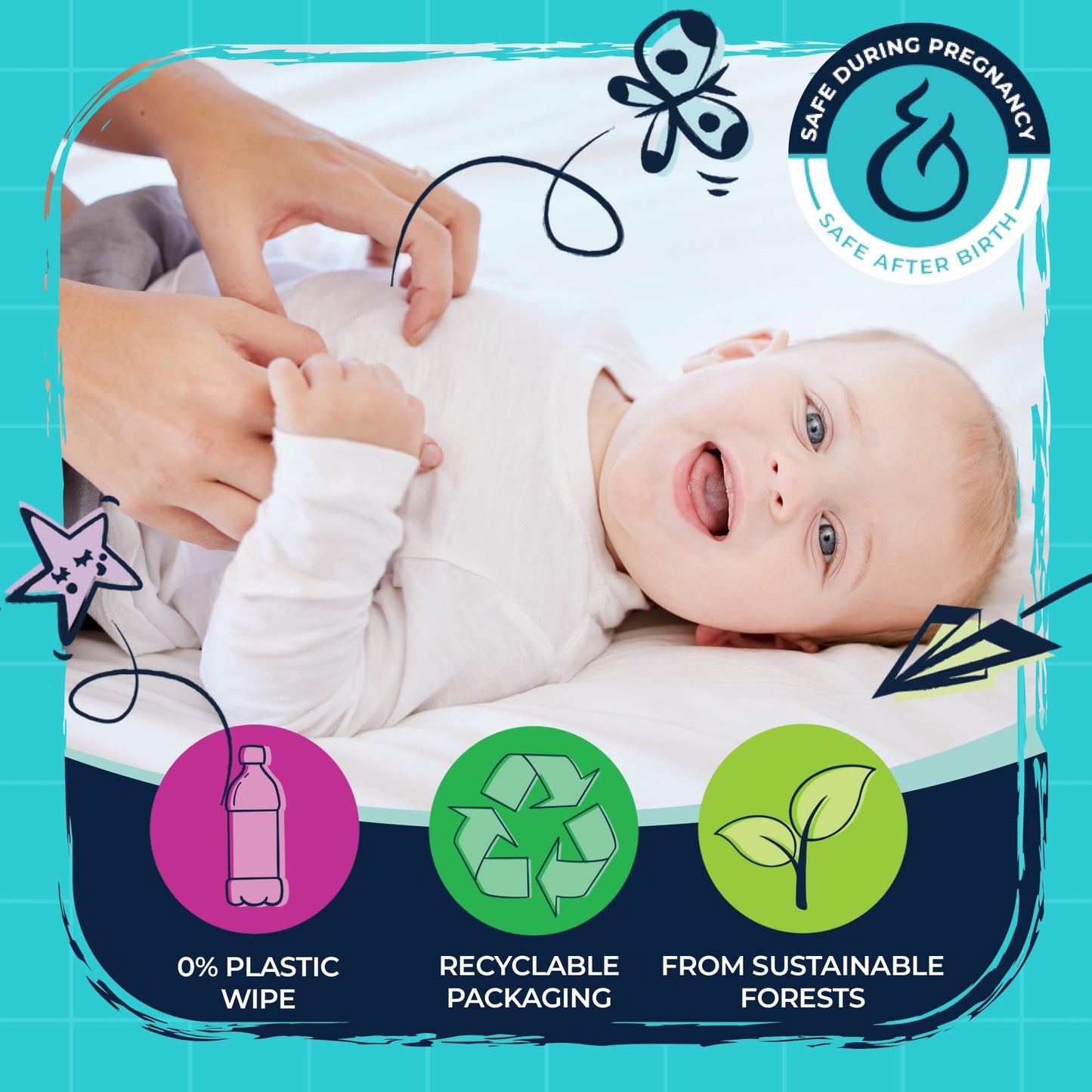 Mum & You Baby Wipes Multipack - 672 Biodegradable Wet Wipes (12 Packs) | 99.4% Water Wipes for Sensitive Newborn Skin | Baby Wipes Bulk, Bum Wipes, Wet Tissue, Eco-Friendly wet wipes baby