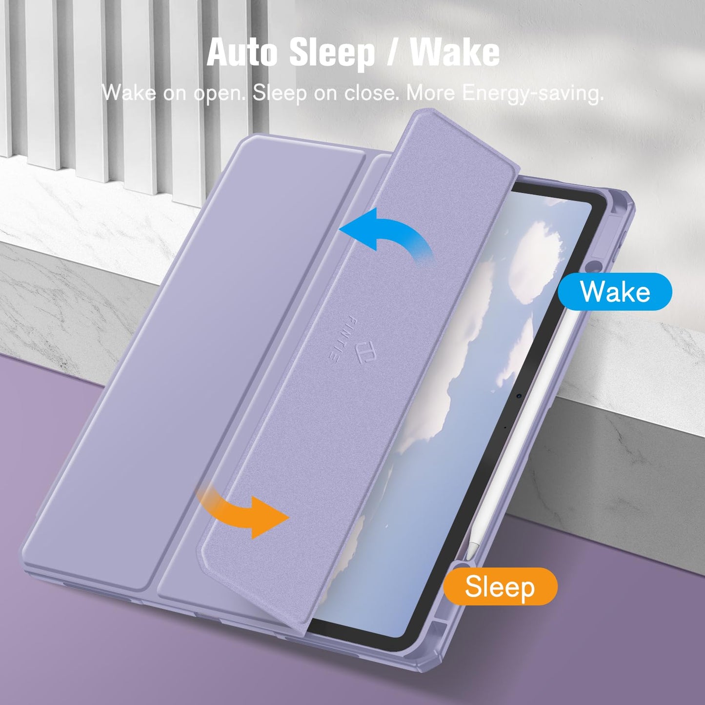 FINTIE Hybrid Case for iPad Air 13-inch (M3) 2025, (M2) 2024, [Built-in Pencil Holder] Shockproof Cover with Clear Transparent Back Shell, Auto Wake Sleep, Lilac Purple