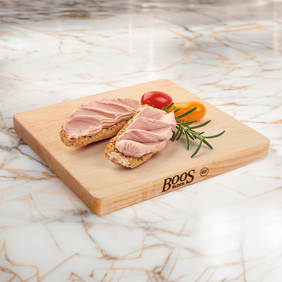 John Boos Chop-N-Slice Series Square Wooden Maple Cutting Board 10”x10” – 1” Thick, 4-lb Reversible Butcher Block with Eased Corners & Edge-Grain – Made in the USA
