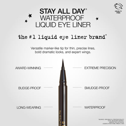 Stila All Day Waterproof Liquid Eye Liner, Easy To Use Eyeliner Pen, Smudge and Transfer Proof, Liner Stays On All Day and Night, Goes On Smoothly Without Skipping, Smudging or Pulling