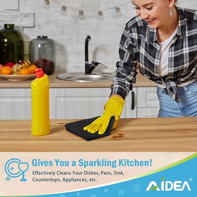 AIDEA Microfiber Cleaning Cloth Black 12PK, Microfiber Towels